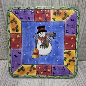 Sango‎ The Sweet Shoppe Christmas Cheese Tray 7 7/8 Sue Zipkin 3041 Snowman
